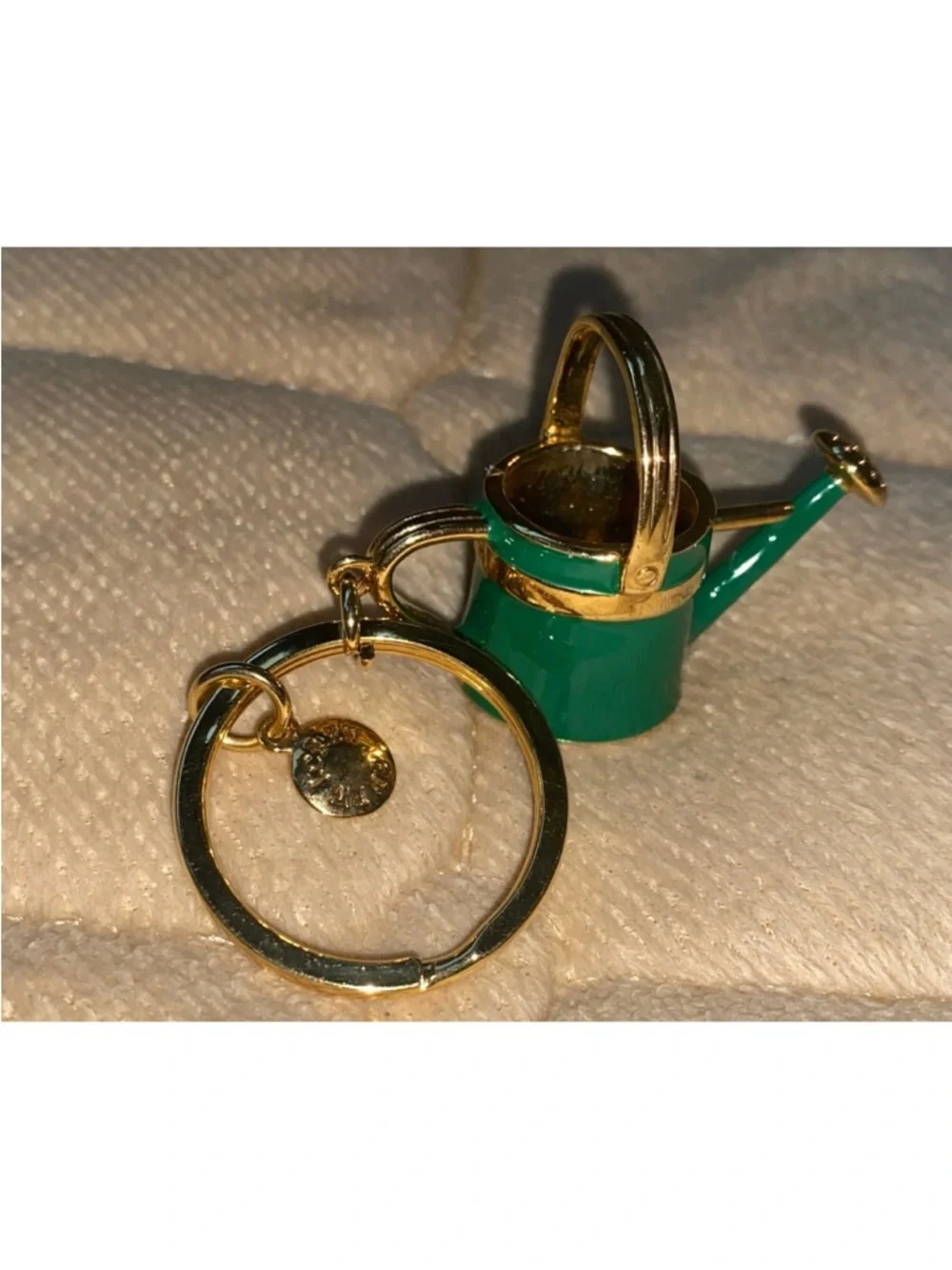 J. Crew RARE Flower Watering Can Keychain Green Gold Color‎